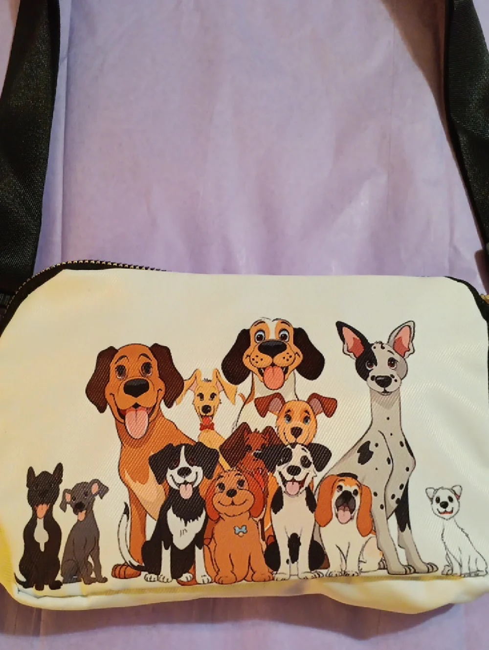 Dog Print Crossbody Bag - Cream and Black
